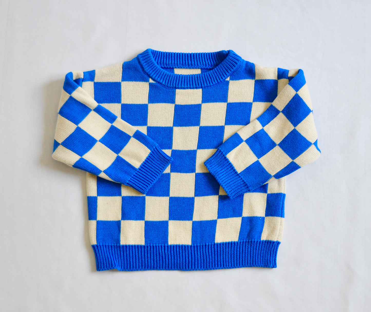 Pull à carreaux bleu Bymini 
